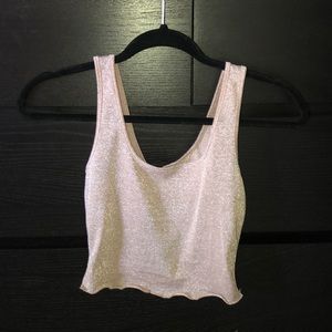 Cropped sparkly semi see through top